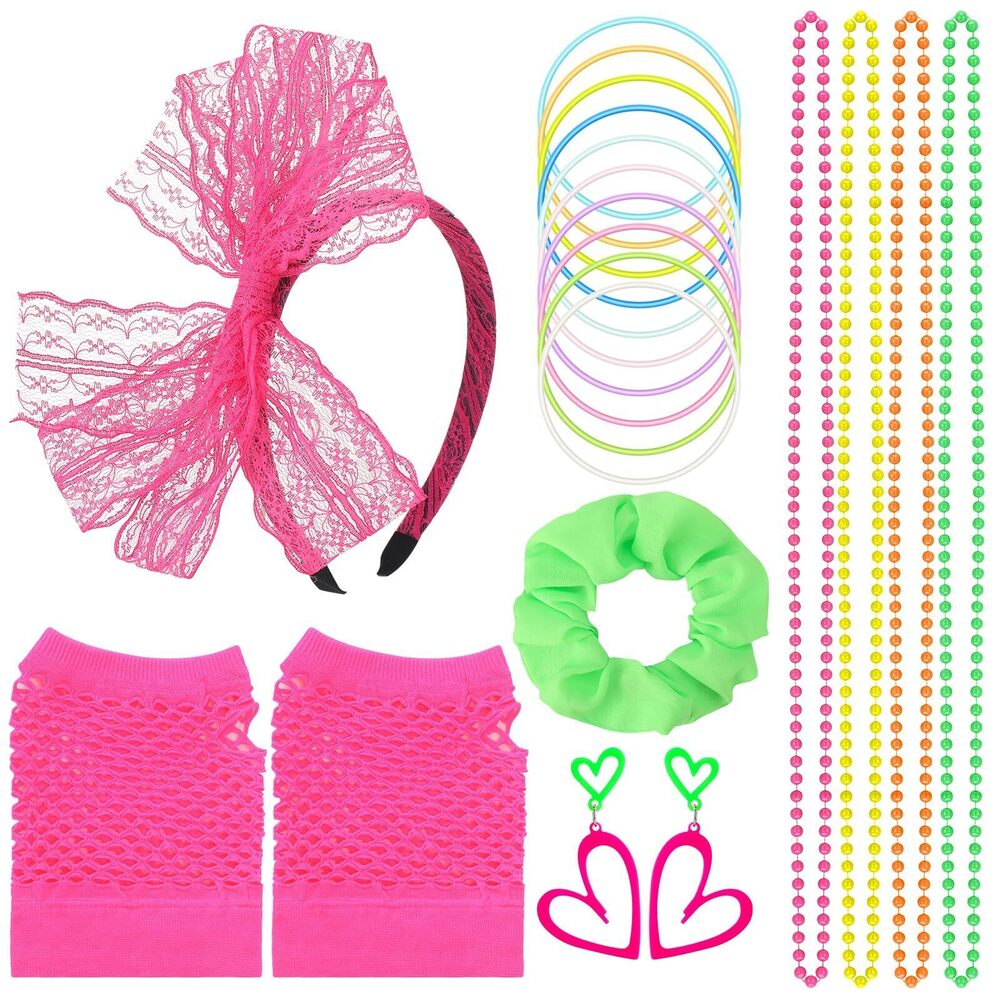4257 80s Fancy Dress Costume Accessoriess, Vibrant Neon Outfits